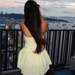 Yellow Halter Dress with Crossbody Bag